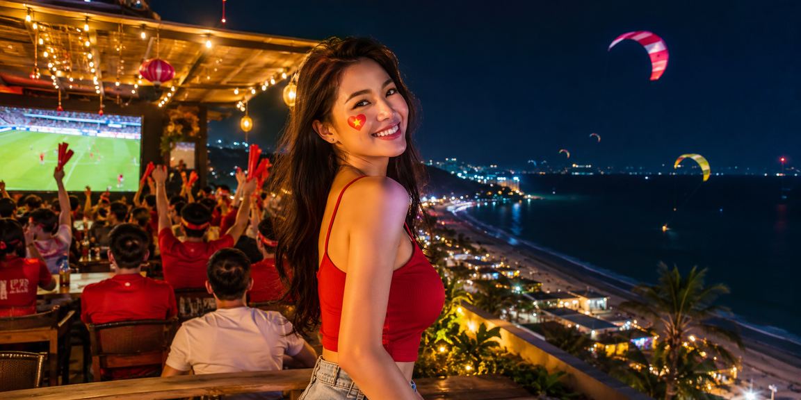 Người hâm mộ bóng đá tại Mũi Né theo dõi trận đấu